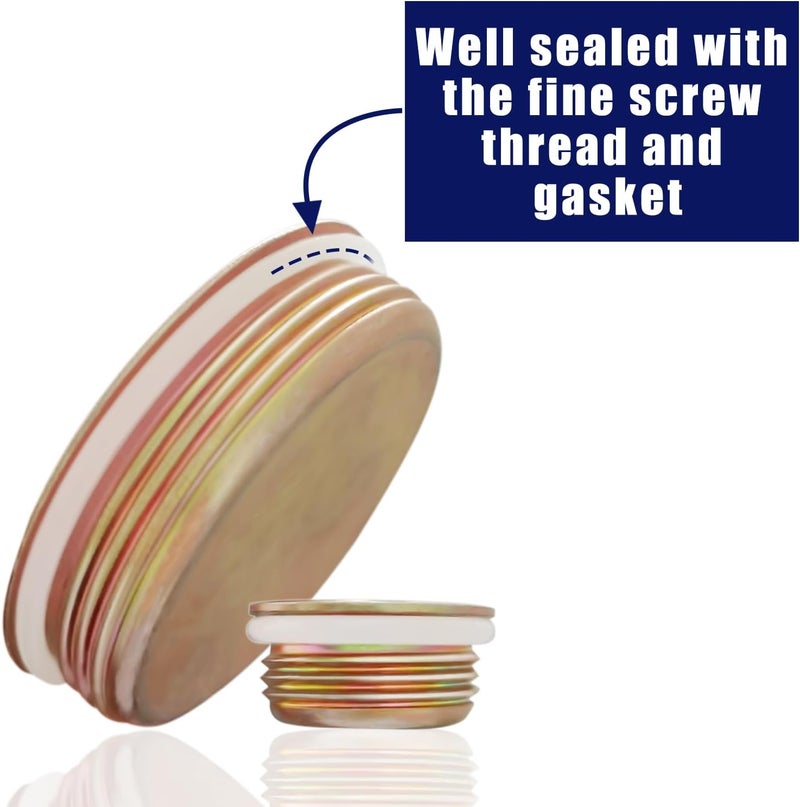 Houya Bung Caps for 55 Gallon Drum, 2 Inch and 3/4 Inch Steel Drum Bung Plug Barrel Bung Caps (8 Pack), Gold - Image 3